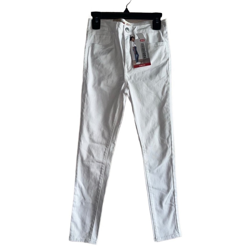 Levi's 720 High Rise Super Skinny Jeans Girls 10 White Stretch Denim Adjustable